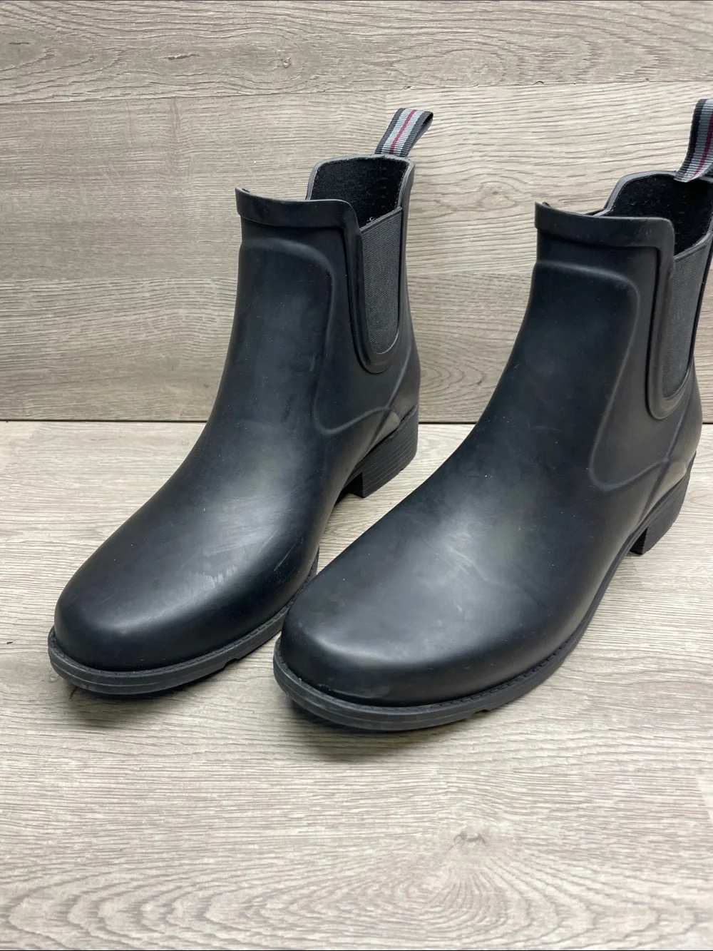 Lands' End Black Chelsea Rain Ankle Booties #1553
